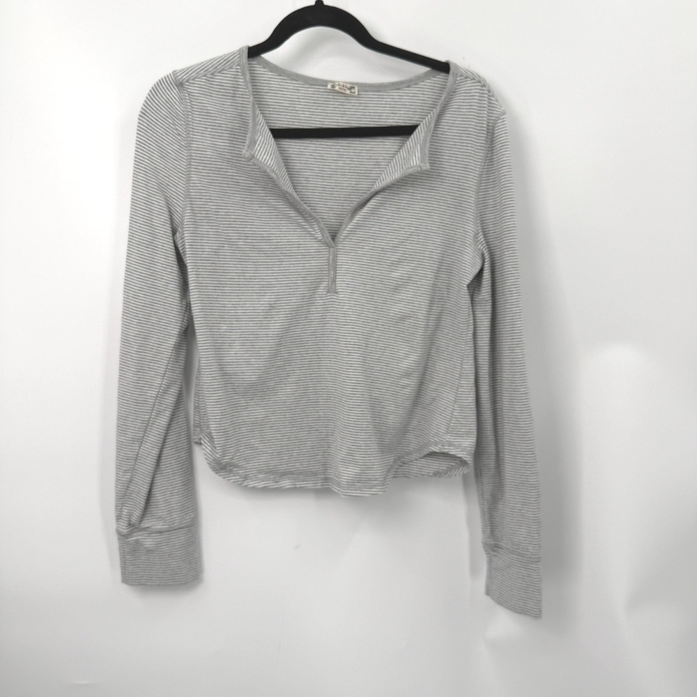 Free People Intimately Stripe Henley Top Womens L Stretch Flowy Minimalist Indie